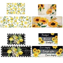 跨境田园风地毯亚马逊代发厨房垫向日葵柠檬装饰地垫玄关入户门垫