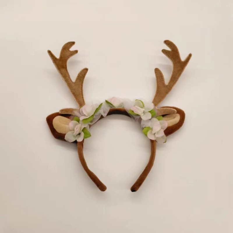 欧米のクリスマスのカチューシャのシミュレーションの花の大きい鹿の角のヘラジカのカチューシャの祝日の撮影の成人の子供の頭の飾りの女性の卸売り|undefined