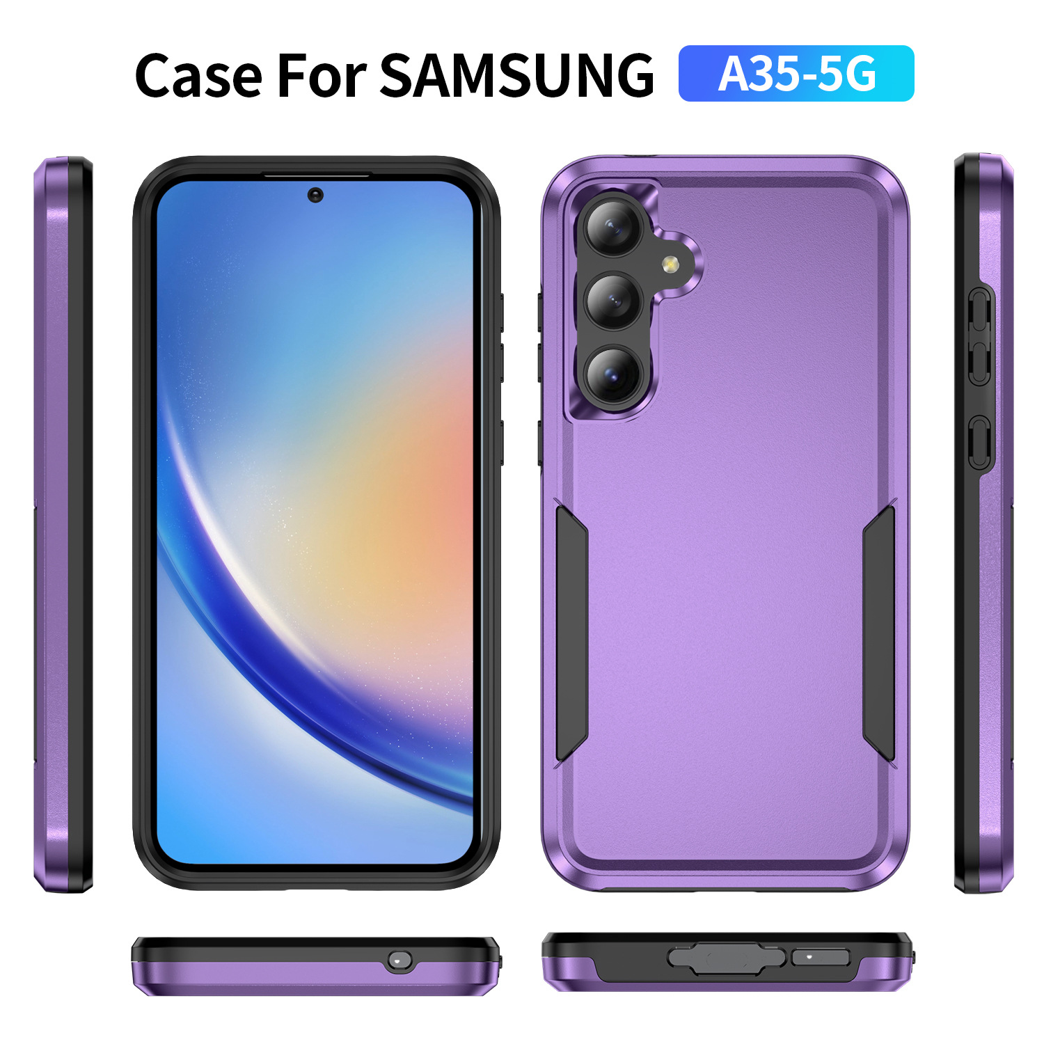 Matte Colour-blocking Protective Phone Case For Samsung S23 S24_voghion.com