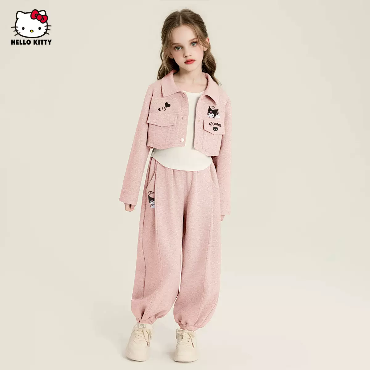 【酷洛米联名款】女童秋季套装2025新款中大童装小香风两件套