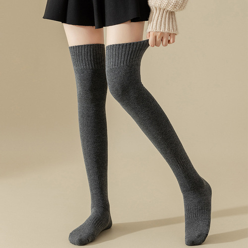 Women's Knee-high Winter Thick Warm Sock with Ribbed Top, JK Long Socks, Solid Color, Slimming Knee-high Long Socks, Wholesale