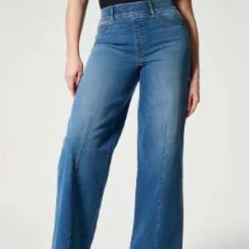 fleece-lined Long High Waist Wide Leg Pants Women's Retro Jeans Four-sided Elastic Jeans Straight-leg Loose Autumn and Winter Pants