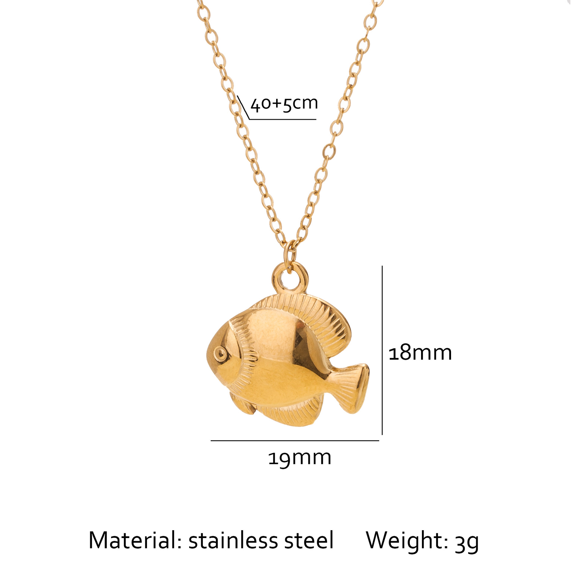 6g Weight Lobster Trigger Clasp Closure Clasp Closure Type Titanium Steel Pendant Material Wholesale Jewelry Cute Simple Style Fish Titanium Steel Plating Cable Chain Pendant Necklace