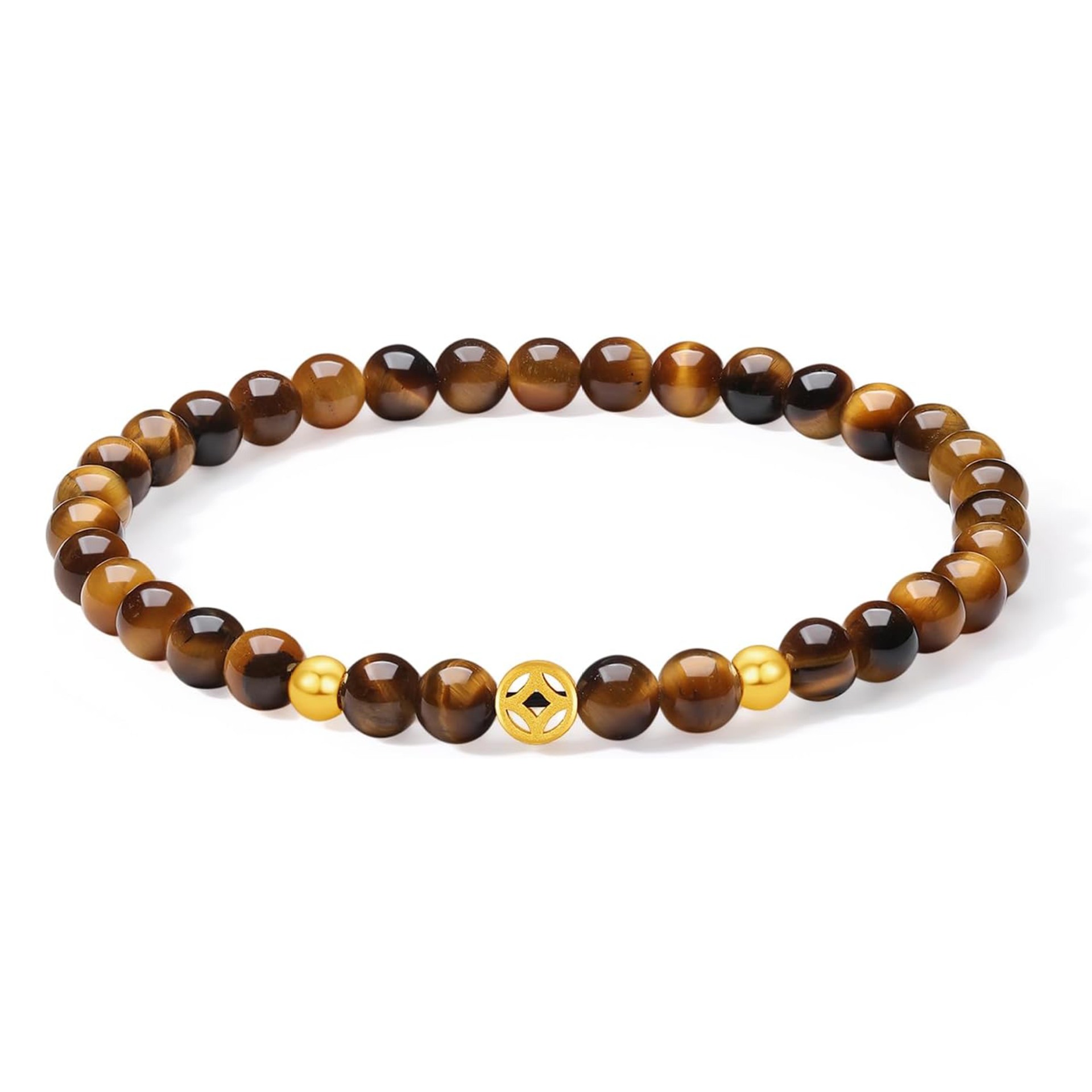 New Chinese Style Women's High-End Fortune and Good Luck Money Pendant Bracelet Gift Natural Tiger Eye Stone 6mm Beaded Bracelet