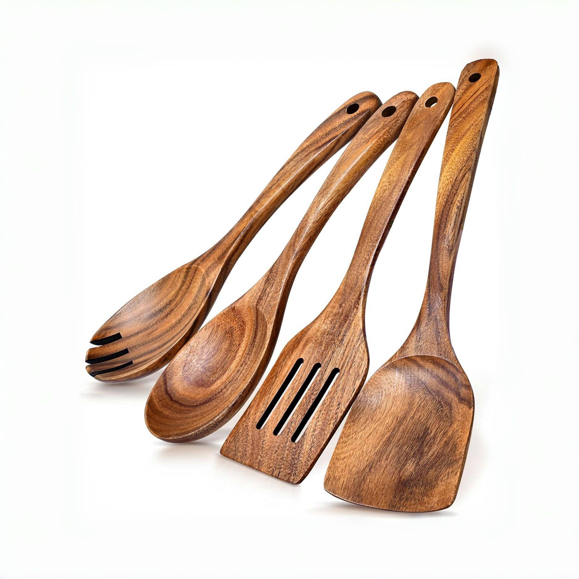 아카시아나무 4종세트 약 370g (냄비+3줄+샐러드포크+샐러드스푼)