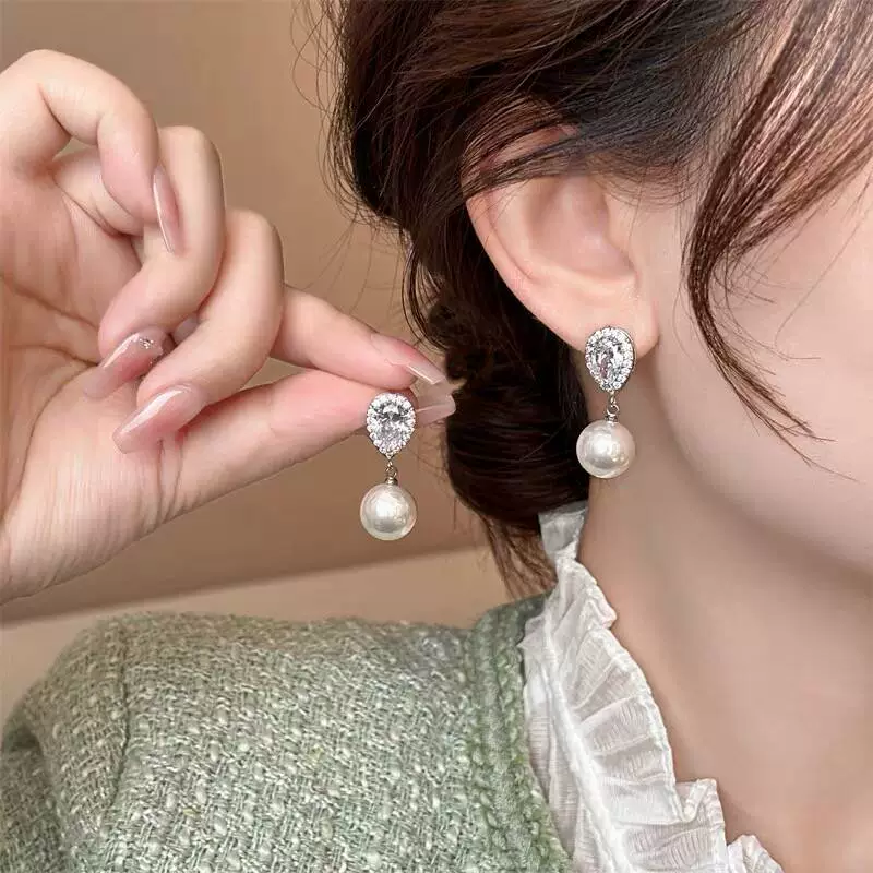 Серьги, ретро серебряная игла из жемчуга, стиль высшего качества, французский стиль, глаз змеи