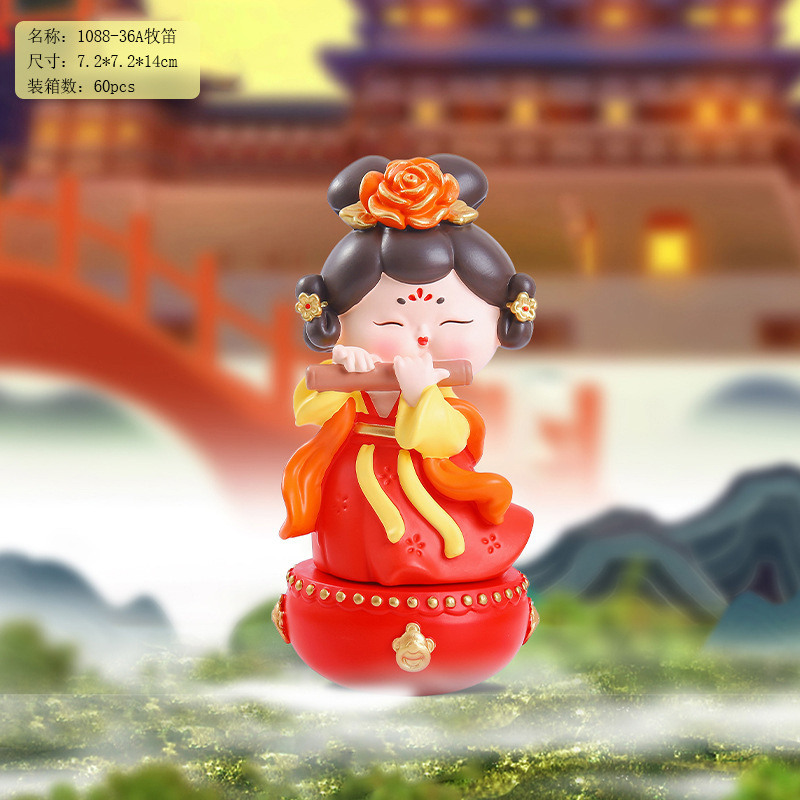 创意潮玩国色长歌大号摆件复古客厅装饰品酒店玄关工艺品直销|undefined