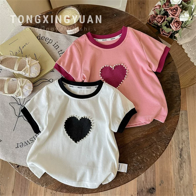 童星圆 Cute children's summer body-friendly T-shirt, children's clothing, western style, with short sleeve