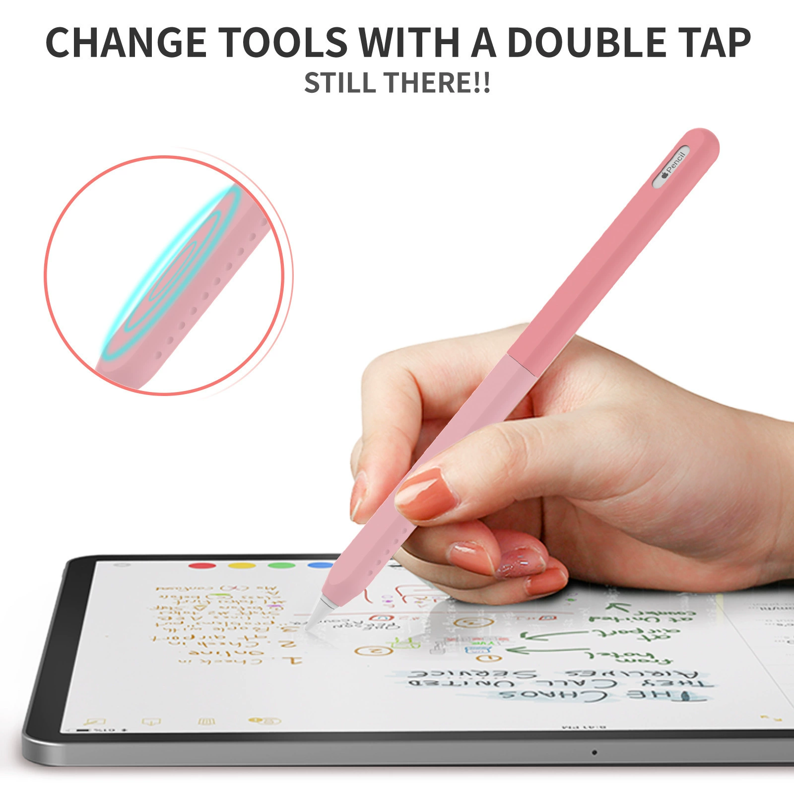 圆形分体撞色保护笔套适用苹果Apple Pencil 2代硅胶分段式笔套
