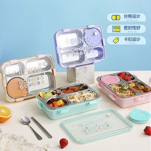 304 stainless steel student lunch box, children's lunch box, insulated lunch box, lunch box for office workers, soup bowl, elementary school student partition