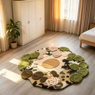 异形苔藓地毯卧室床边毯赛波斯同源立体花ins客厅地垫防滑可水洗