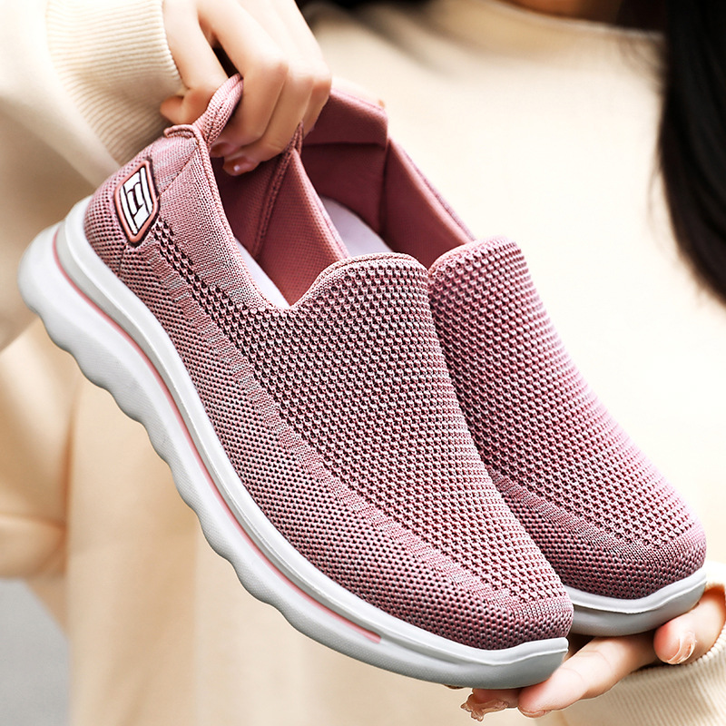Women's Shoes, New Summer Style, Mesh Slip-On Shoes, Anti-Slip, Anti-Fall Walking Shoes, Comfortable, Breathable, Versatile Shoes for Middle-Aged and Elderly Mothers