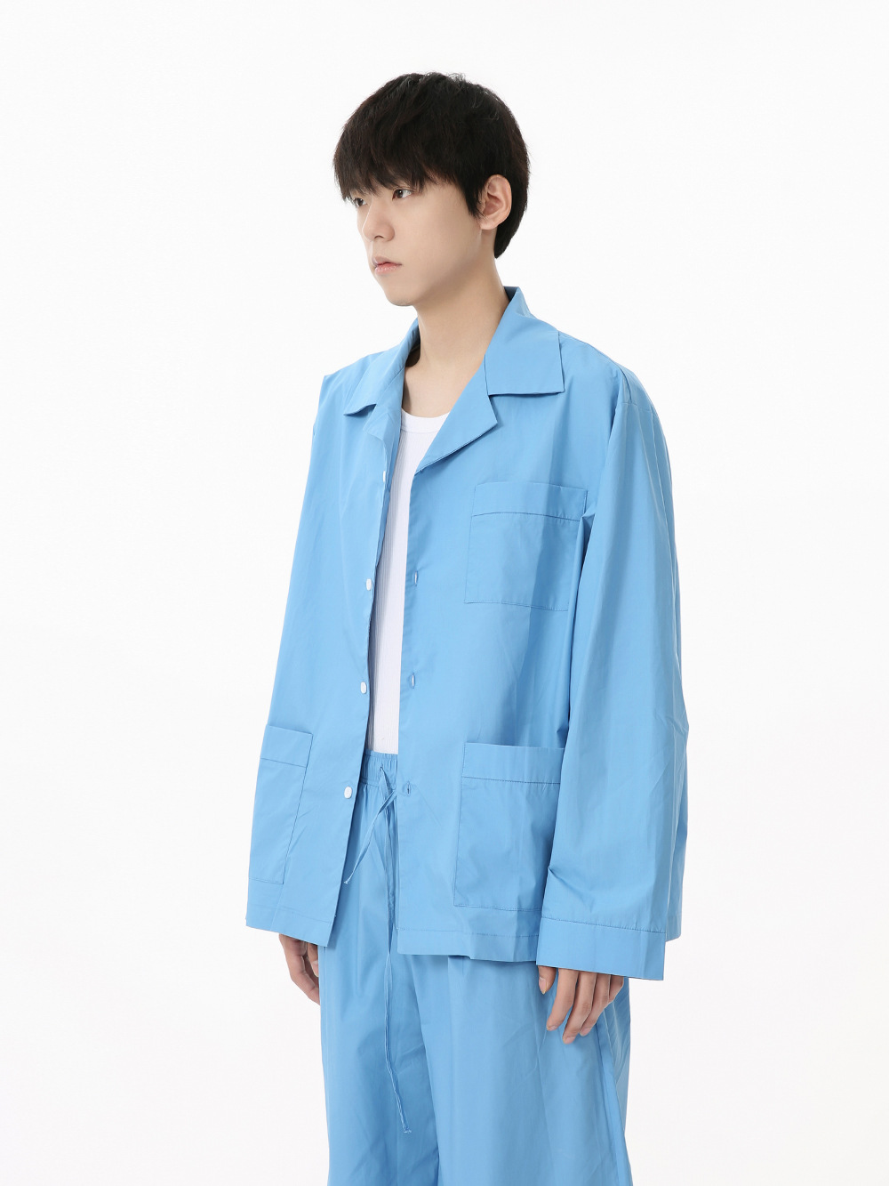 MTLCLOTHES Hombres| 2024 otoño nuevos productos de algodón puro coreano de color puro de bolsillo perezoso conjunto de camisa de solapa