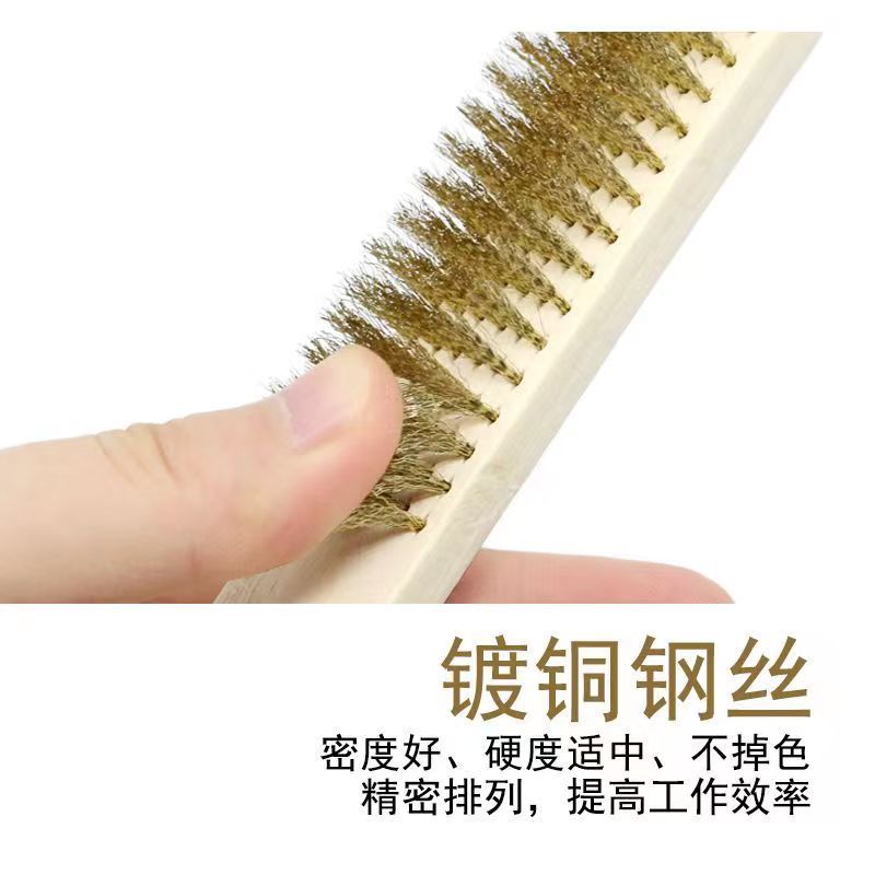 16 mango de madera cepillo de alambre de cobre pulido derusting cepillo de limpieza Wenwan nogal mango cepillo