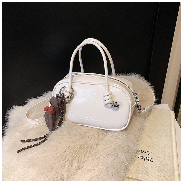 Retro soft leather solid color pillow bag for women, 2025 new trendy and fashionable single-shoulder crossbody bag, versatile hand-held bowling bag undefined
