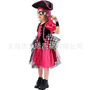 Cross-border nuevo creativo pirata vestido rosa princesa chica COS juego de rol Halloween vestido de fiesta de cumpleaños