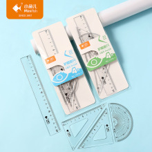 小鱼儿学生用文具塑料套尺四件套20cm护眼大数字尺子套装批发