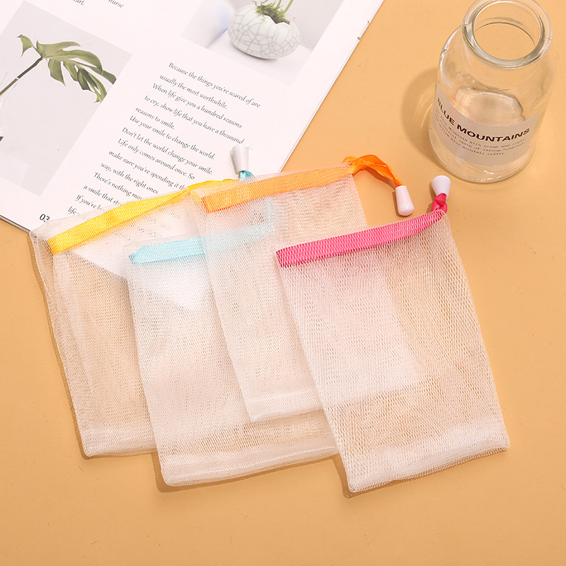 Foaming Mesh Colorful Ribbon Face Wash Net Handmade Soap Net Bag Foaming Mesh Foaming Soap Net Bag