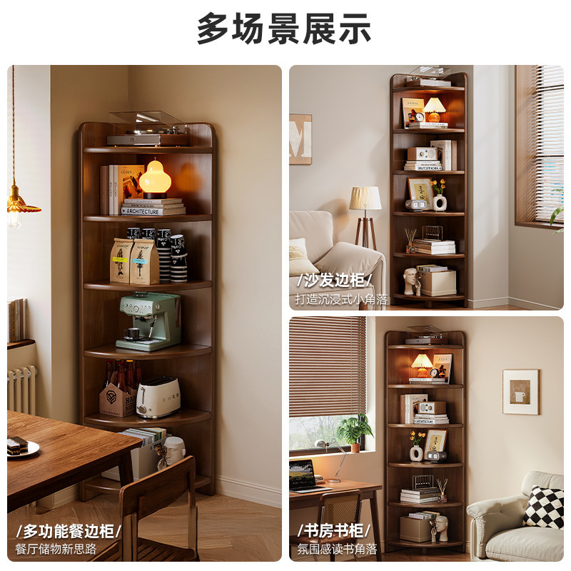 Gabinete de esquina de madera maciza estante de esquina contra la pared gabinete estrecho triangular armario de almacenamiento para el hogar estante de esquina en forma de abanico