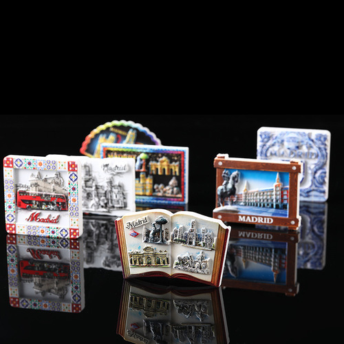 Madrid Attractions Refrigerator Magnet Foreign Travel Souvenir Characteristic Resin Refrigerator Magnet 3D Embossed Magnet Sticker
