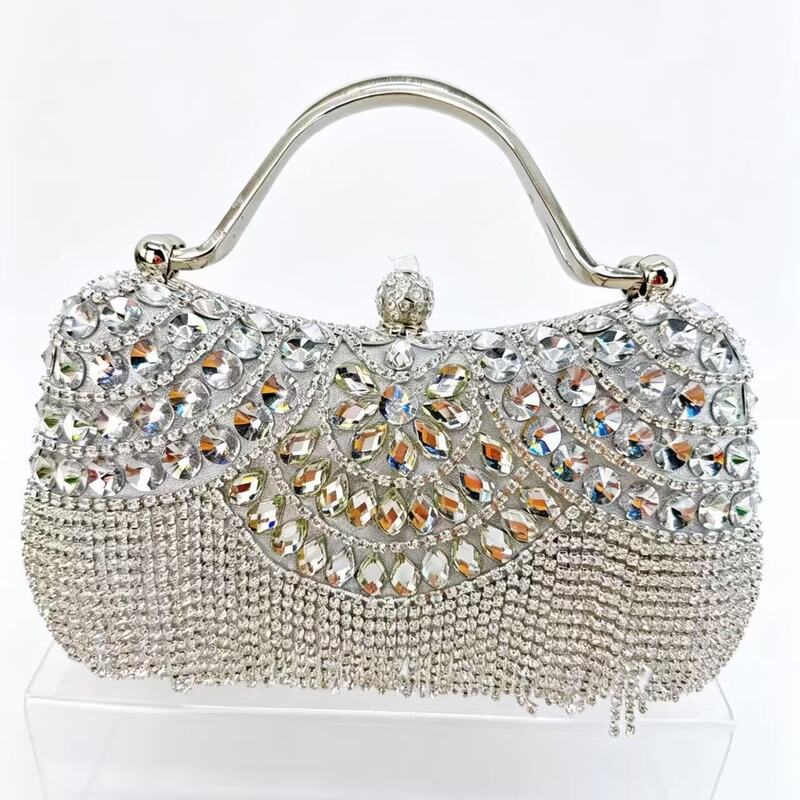 New cross-border foreign trade evening bag, heavy-duty rhinestone tassel handbag, party dress clutch bag in stock New cross-border foreign trade evening bag, heavy-duty rhinestone tassel handbag, party dress clutch bag in stock