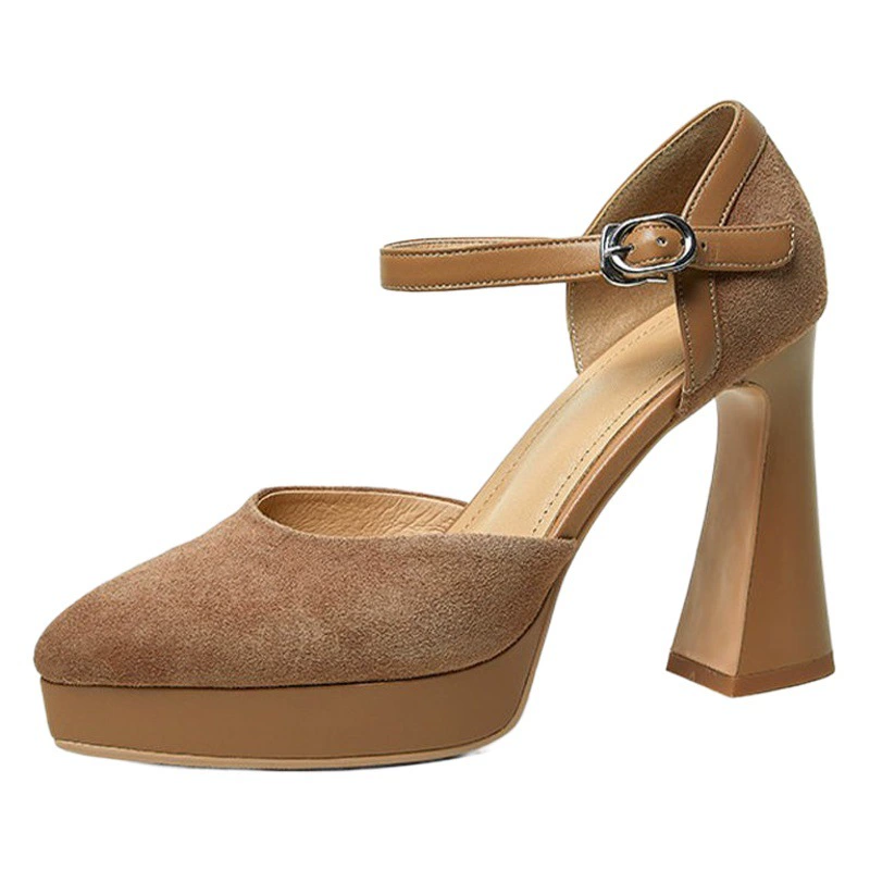 Z толстые каблуки матовые заостренные водонепроницаемые туфли на высоком каблуке 2023 весной