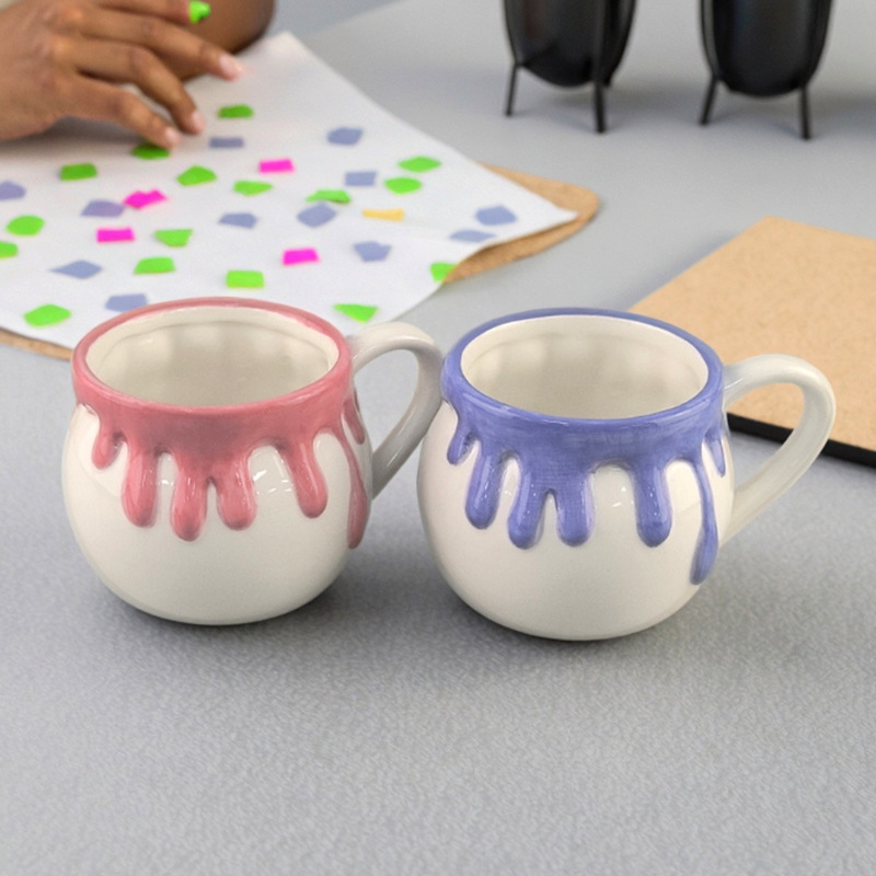 Tazas de cerámica pintadas a mano lindas tazas de desayuno creativas de helado de alta calidad de leche de avena de pequeña capacidad taza de agua potable
