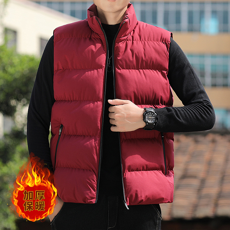 Chaleco para hombre transfronterizo para otoño e invierno, chaleco sin mangas grueso con cuello alto, chaqueta cortavientos para hombre, chaleco cálido de algodón, gilet. image 5
