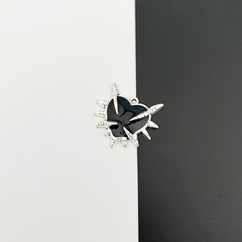 万圣节哥特风荆棘铁丝十字架爱心合金滴油挂件diy手作饰品配件|undefined