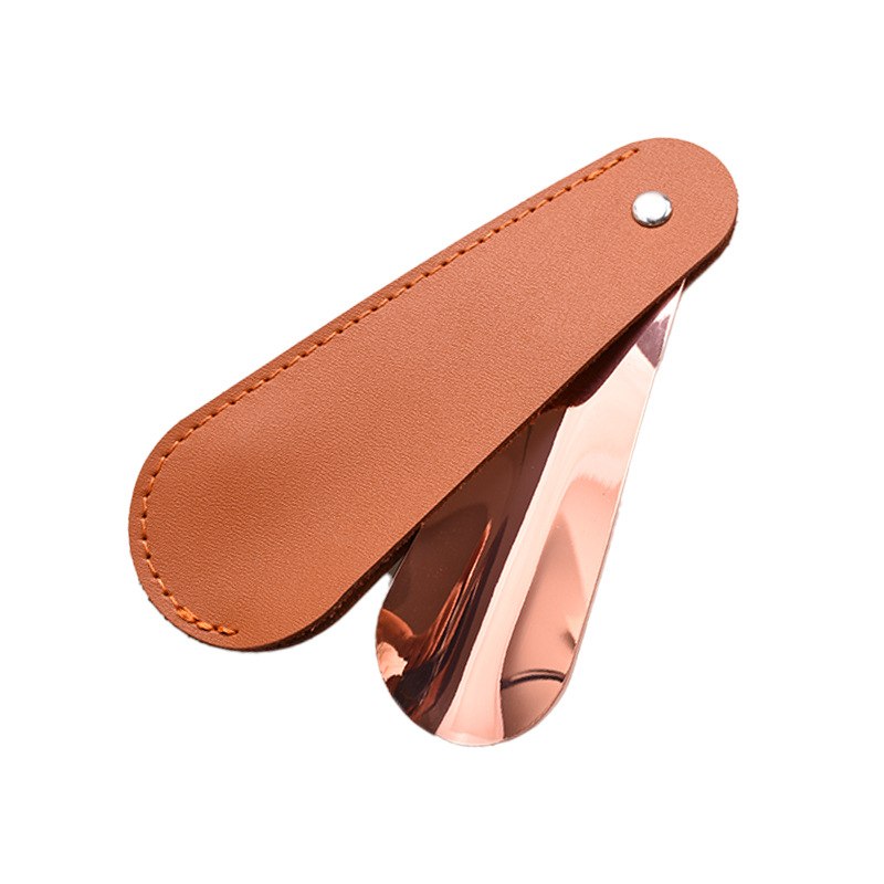 Calzador de Zapatos de Cuero, Estuche Portátil de Cuero, Herramienta Unisex para Ponerse Zapatos