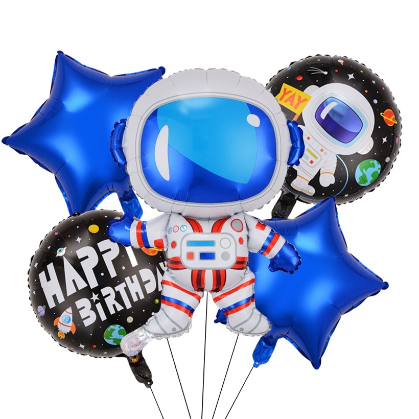 Spaceman globo cinco piezas traje película de aluminio globo niños cumpleaños diseño decoración astronauta universo paquete globo