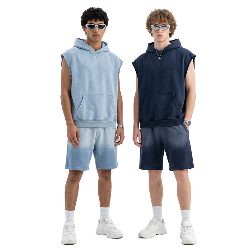 380g de algodón chaleco de anillo holgado estilo americano Cardigan ropa personalizada camiseta sin mangas capas transfronterizas