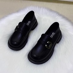 英伦风小皮鞋法式复古厚底鞋低跟黑色乐福鞋2025春季单鞋制服鞋女