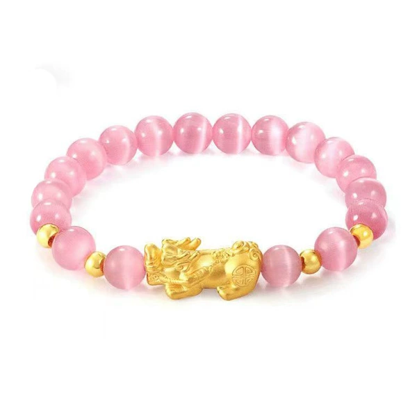 Fuchsia bracelet, 18 pieces, cat's eye