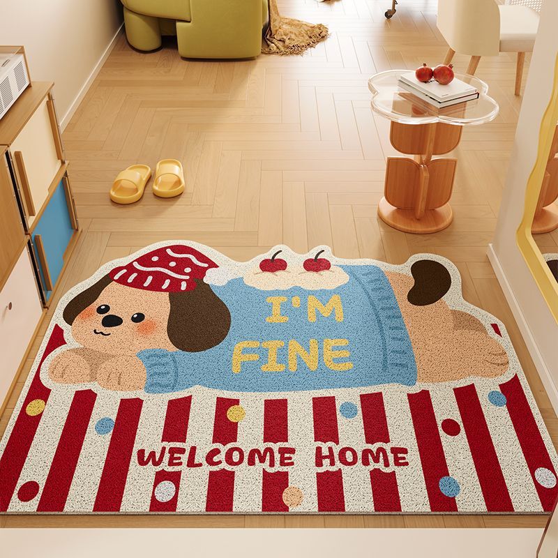 Cartoon Puppy Entrance Silk Loop Mat, Customizable Carpet for Entryway, Non-Slip Doormat for Doorway and Foyer Cartoon Puppy Entrance Silk Loop Mat, Customizable Carpet for Entryway, Non-Slip Doormat for Doorway and Foyer