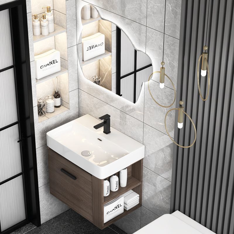 Solid Wood Bathroom Cabinet Small Apartment Washbasin Cabinet Combination Bathroom Side Storage Washbasin Cabinet Integrated Washstand