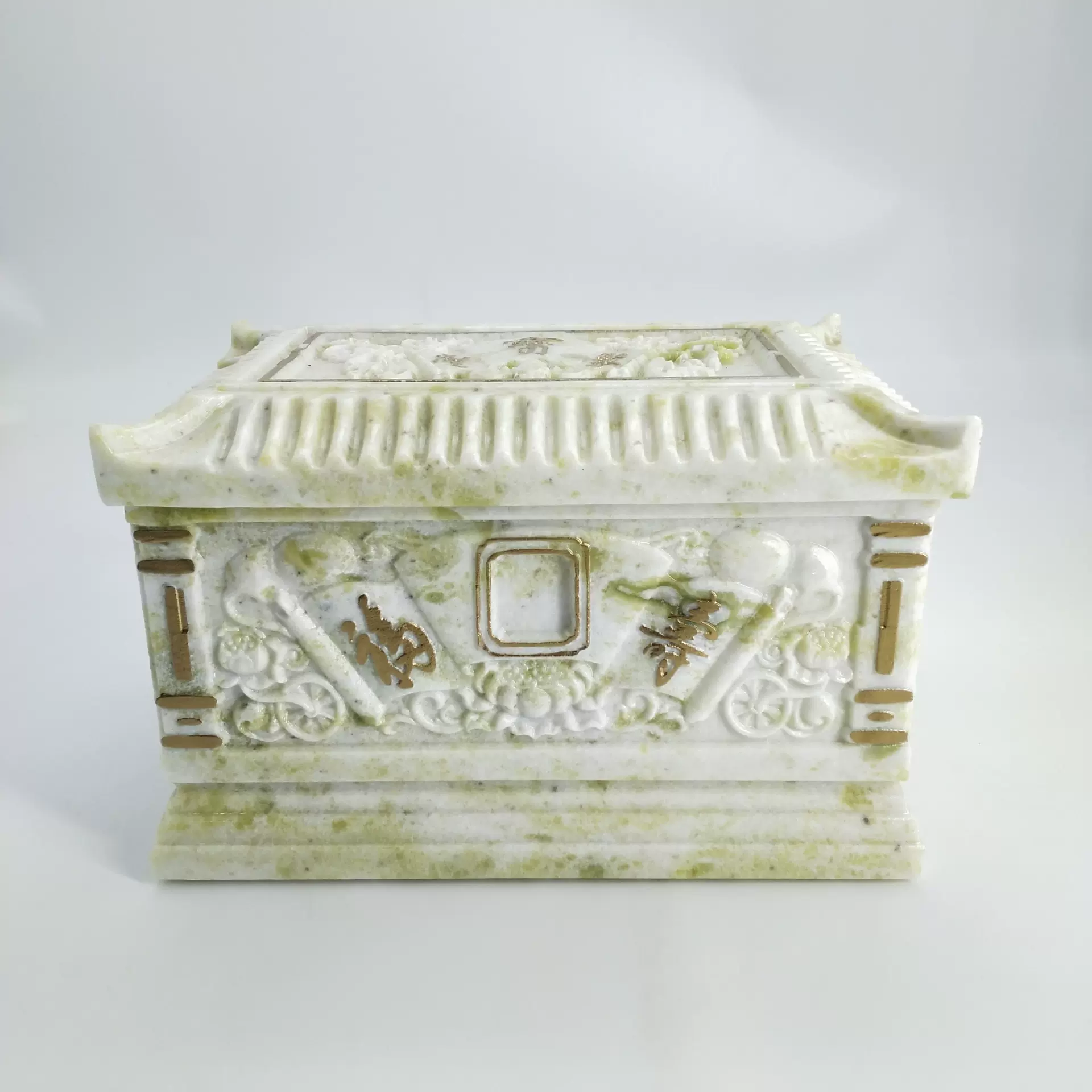 【厂家直供】岫玉聚宝堂	岫玉石质骨灰盒 15年匠心品质