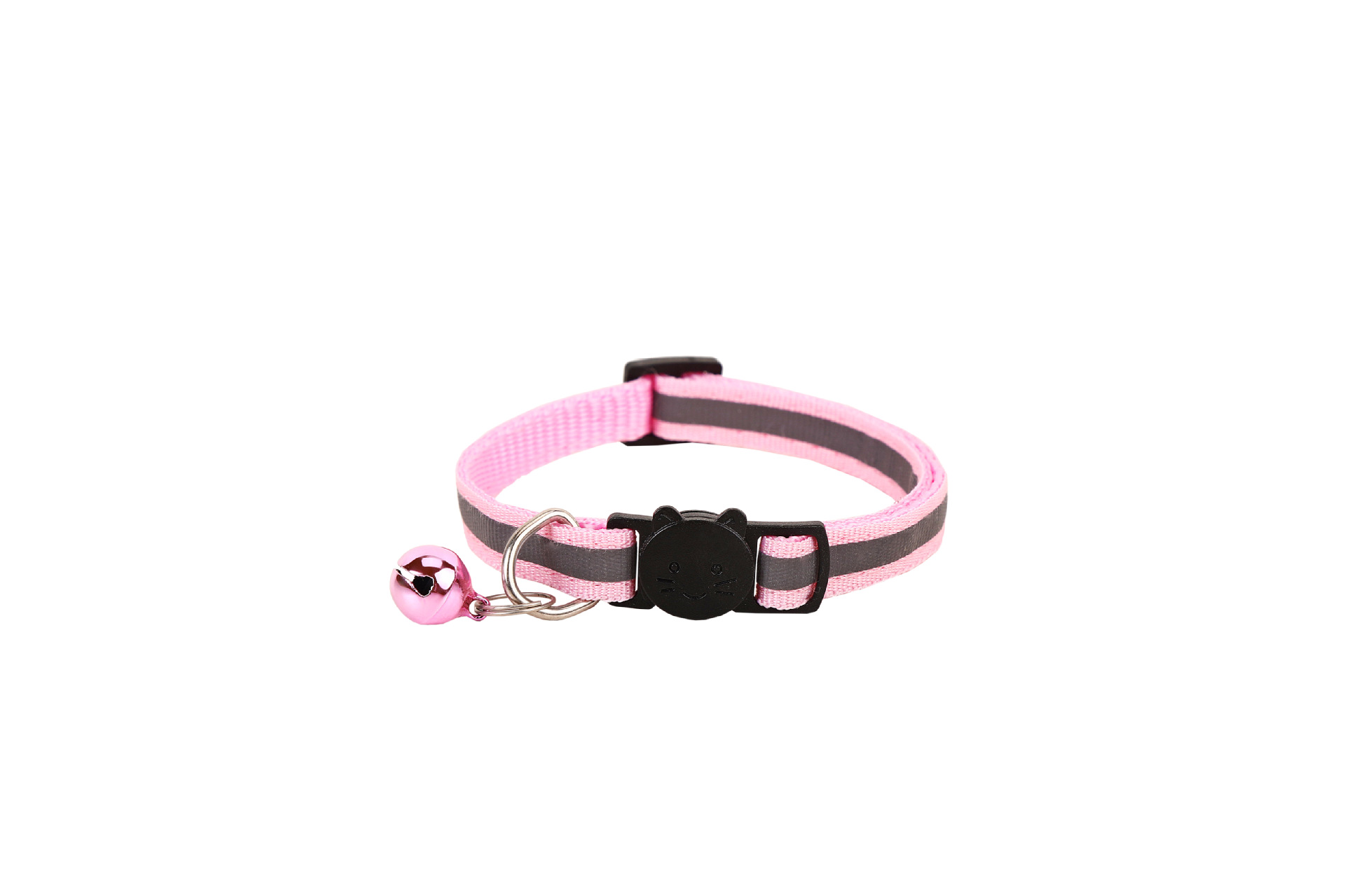 Nuevo collar de hebilla de seguridad de cabeza de gato reflectante de oreja redonda collar de gato mascota collar de campana de gato spot al por mayor