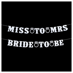 跨境bride to be珠光纸字母拉旗Miss to mis拉花订婚派对装饰横幅