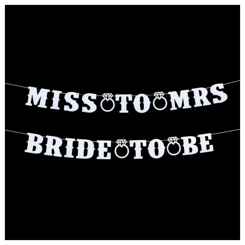 跨境bride to be珠光纸字母拉旗Miss to mis拉花订婚派对装饰横幅|undefined