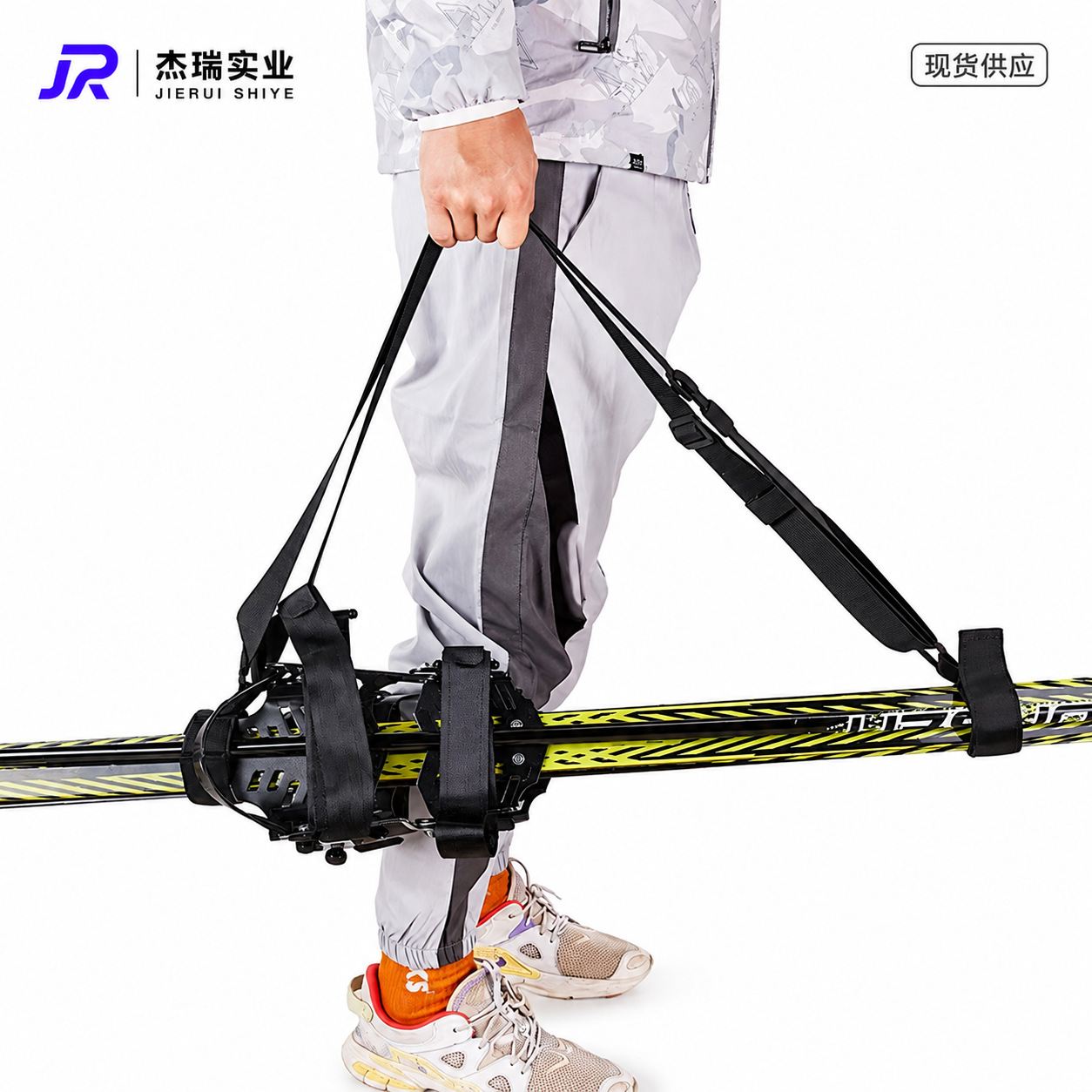 Home direct supply of ski binding straps, adjustable nylon webbing, portable storage shoulder straps for double skis.