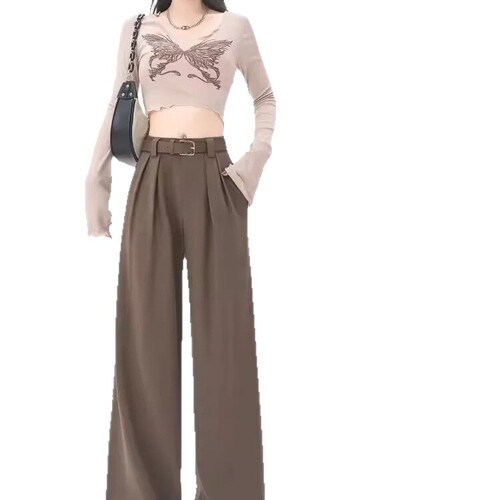 2025 new loose casual pants for women, Korean trend all-matching pants, summer thin, drop-feeling, wide-leg floor trousers