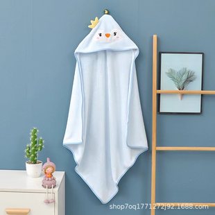 Coral Fleece Children's Bath Towel, Bath Wrap, Newborn Swaddle Blanket, Cartoon Absorbent Cape, Skin-Friendly Baby Blanket
