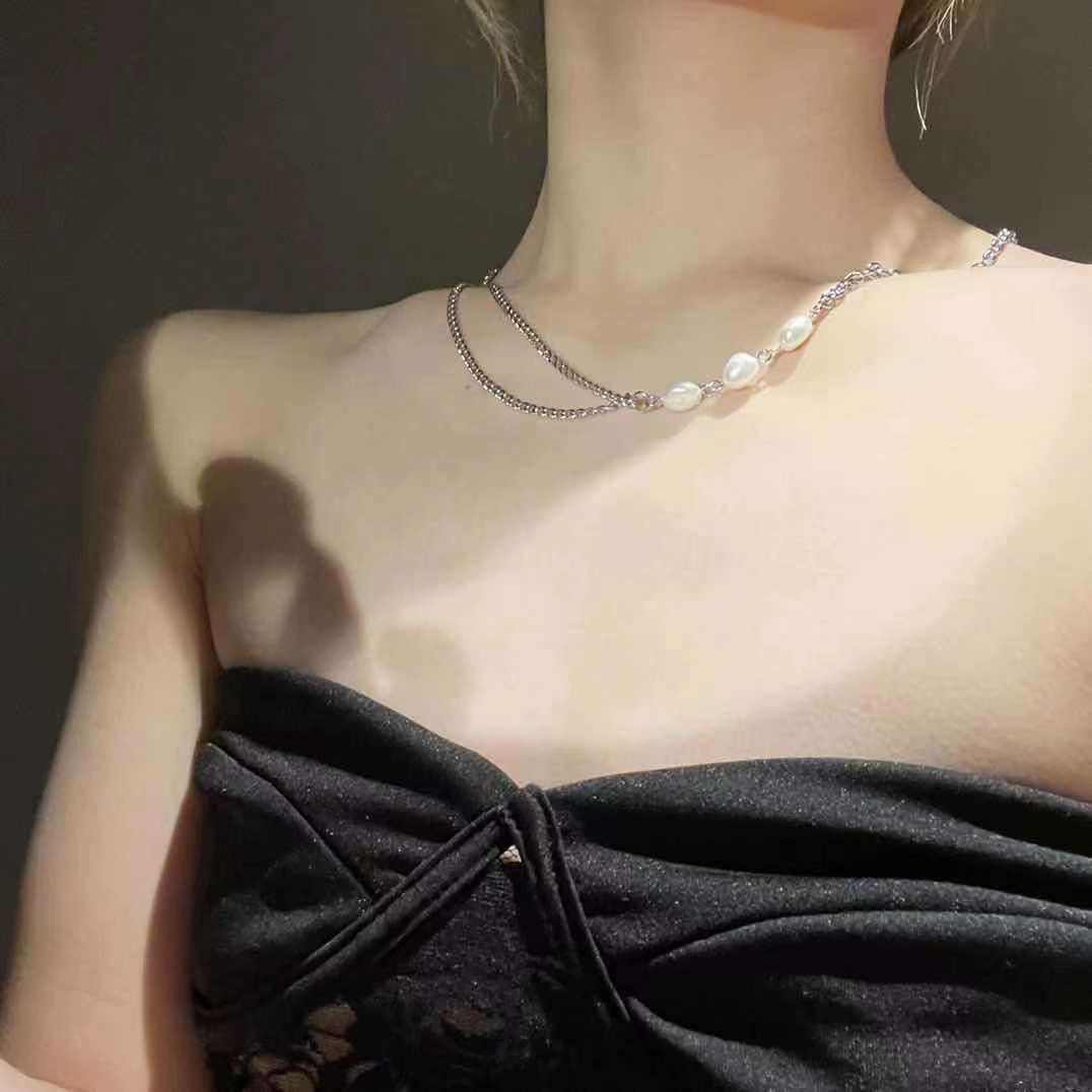 Collier En Alliage À Double Couche De Perles Géométriques À La Mode En Gros display picture 2