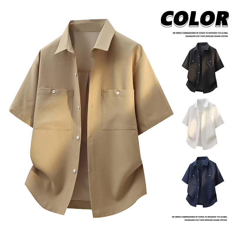 300 Pieces of Denim Shirts for Men, Short-Sleeved, Summer Thin, Loose-Fitting, Japanese Retro Work Shirts, Casual Ice Silk
