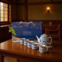 青花瓷防烫缠枝莲大康壶德化陶瓷茶壶有耳杯礼盒套装LG陶瓷茶具