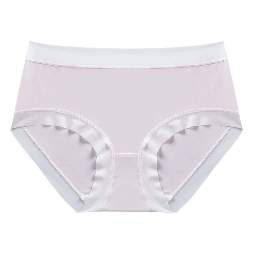 Helado de color sólido ultrafino desnudo transpirable ropa interior sin costuras de la muchacha cómoda piel-friendly entrepierna de algodón de media cintura ropa interior de seda de hielo