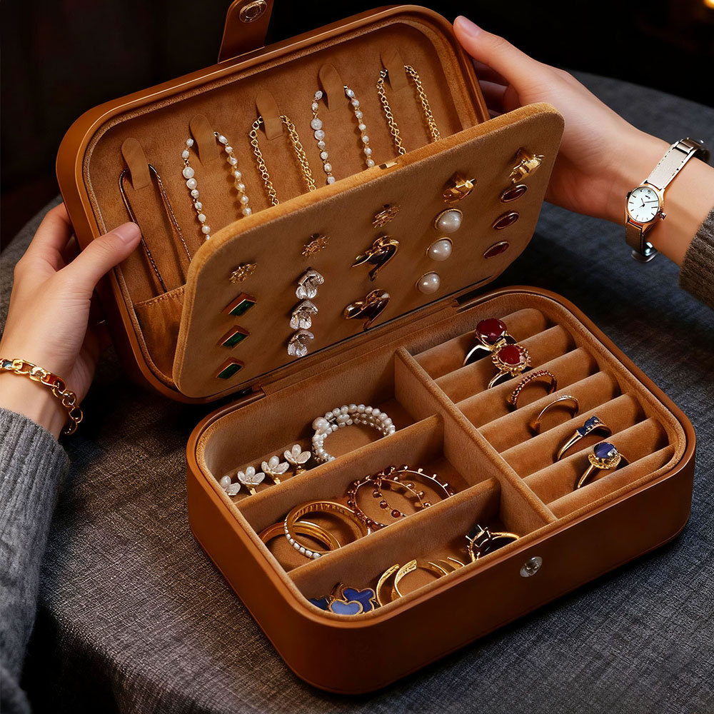 Multifunctional Jewelry Box, High-End and Exquisite Retro Gold Jewelry Necklace, Earrings, Earrings, Portable Special Storage Box