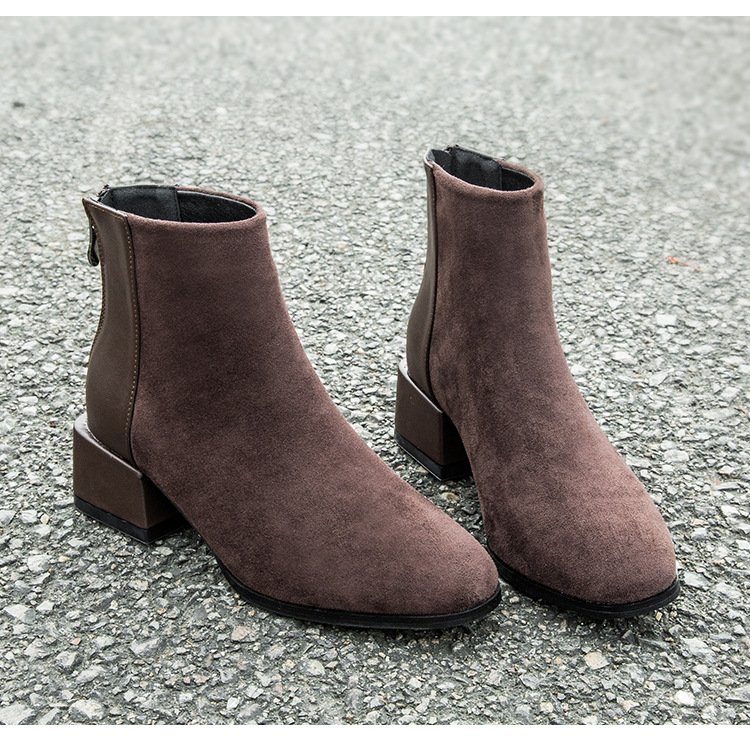 2023 Winter New Korean Retro Versatile Thick Heel Plush Short Boots_voghion.com