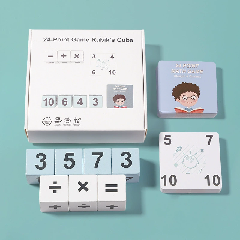 Wooden digital Rubik’s cube educational constructor, 24‑point number blocks, interactive math toy